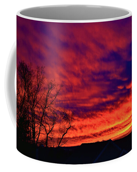 Sunset Coffee Mug featuring the photograph January sunset by Monika Salvan