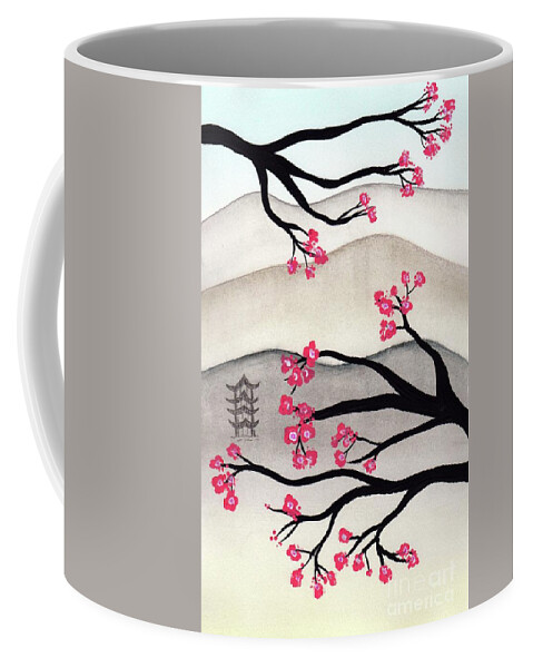 Japan Coffee Mug featuring the painting Japanese Cherry Blossoms by Donna Mibus