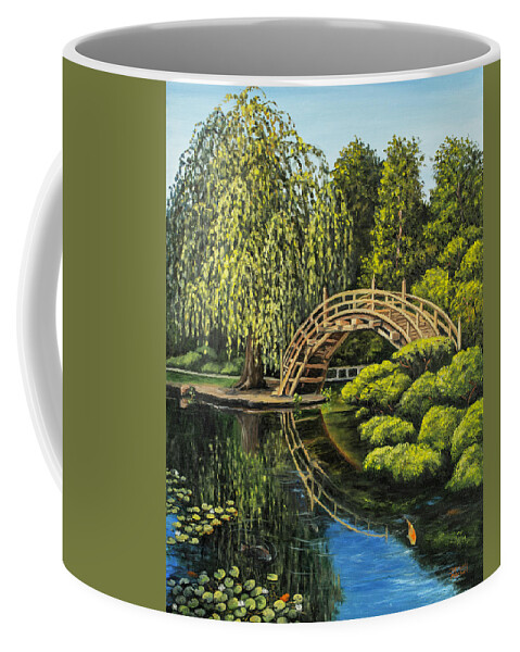 Landscape Coffee Mug featuring the painting Japanese Garden by Darice Machel McGuire