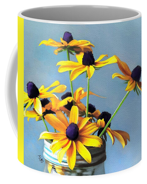 Blue Coffee Mug featuring the painting Jar of Sunshine by Tammy Lee Bradley