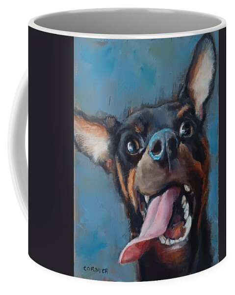 Dog Coffee Mug featuring the painting JAX by Jean Cormier