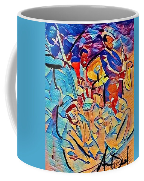  Coffee Mug featuring the painting Jazz Color by Angie ONeal