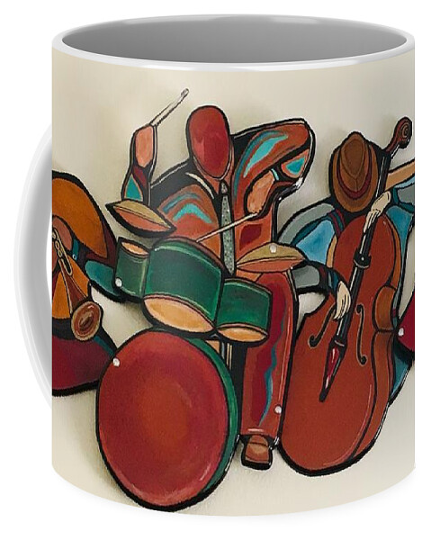 Music Coffee Mug featuring the mixed media Jazz Ensemble IV custom by Bill Manson