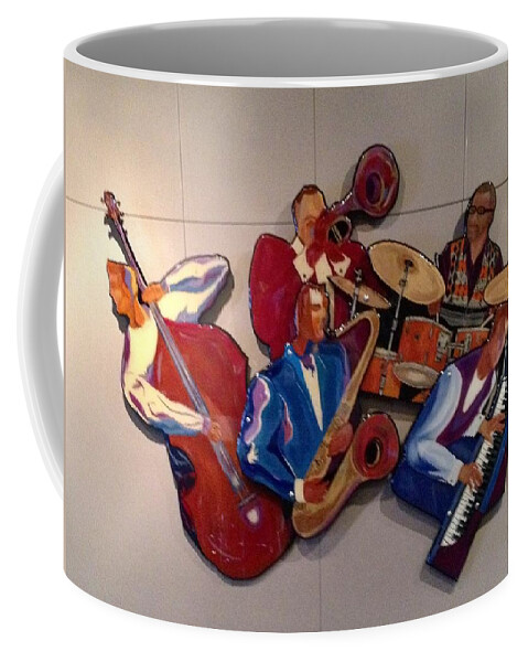 Jazz Coffee Mug featuring the painting Jazz Ensemble V-custom by Bill Manson