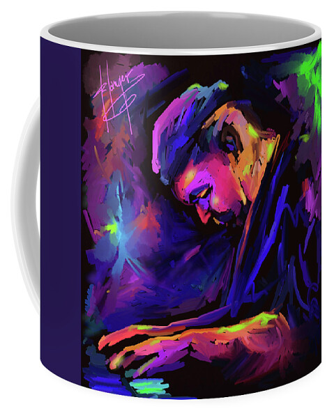 Dave Frank Coffee Mug featuring the painting Jazz Monster Dave Frank by DC Langer
