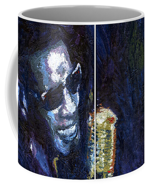 Jazz Coffee Mug featuring the painting Jazz Ray Charles Song by Yuriy Shevchuk