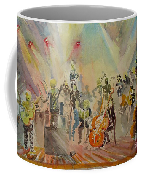 Jazz Symphonic Orchestra Coffee Mug featuring the painting Jazz Symphonic Orchestra by James McCormack