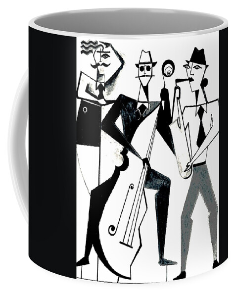 Jazz Coffee Mug featuring the digital art JaZzArt Trio by Bodo Vespaciano