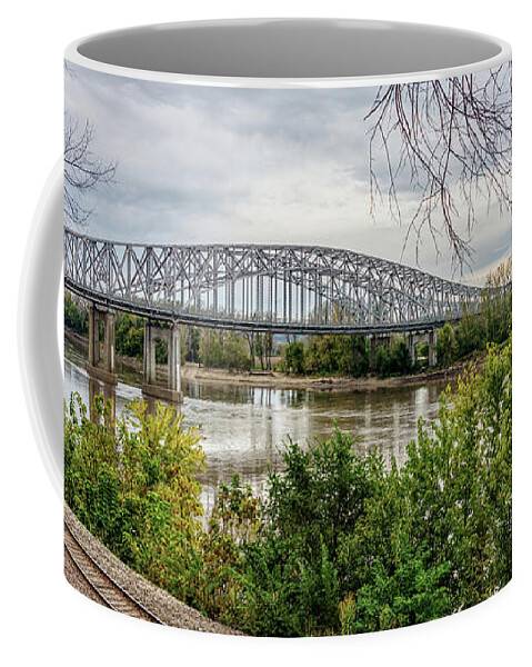 Jefferson City Bridge Coffee Mug featuring the photograph Jeff City Bridge And Missouri River by Jennifer White