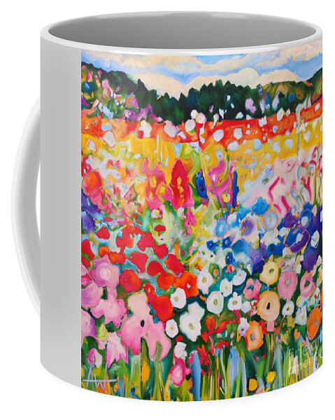 Flowers Coffee Mug featuring the painting Jellybean Summer by Angie Wright