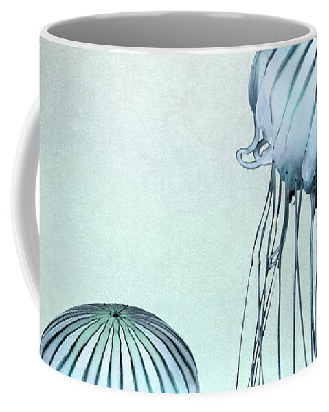 Jellyfish Coffee Mug featuring the mixed media Jellyfish Dance by Lucie Dumas