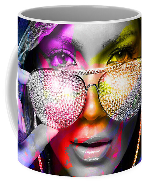  Digital Art Coffee Mug featuring the mixed media Jennifer Lopez by Marvin Blaine