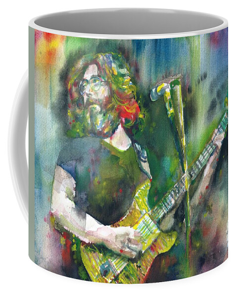 Jerry Garcia Coffee Mug featuring the painting JERRY GARCIA - watercolor portrait.18 by Fabrizio Cassetta