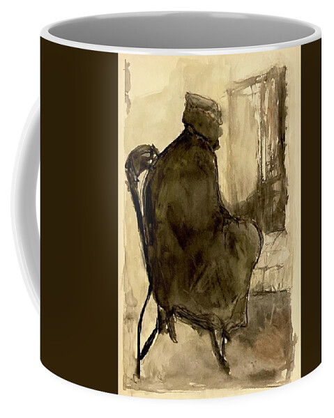 Paper Coffee Mug featuring the painting Jerusalem Elder drawing I by David Euler