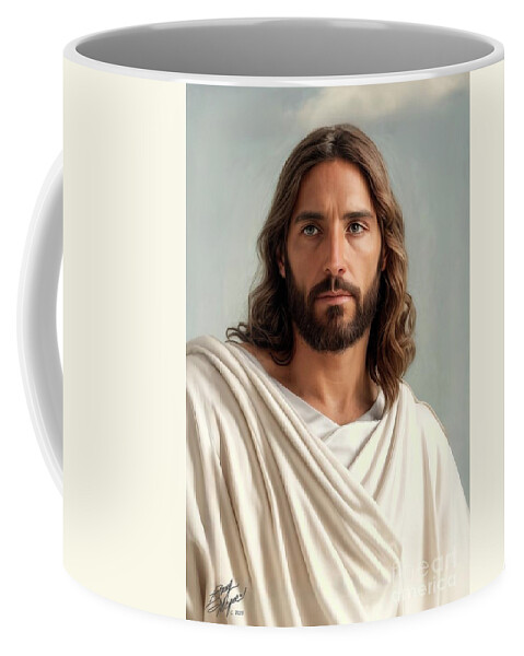 Bible Art Coffee Mug featuring the digital art Jesus Christ 2023 by Stacey Mayer