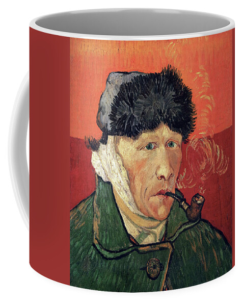 Self-portrait Coffee Mug featuring the painting Self-Portrait with Bandaged Ear and Pipe by Vincent van Gogh by Mango Art
