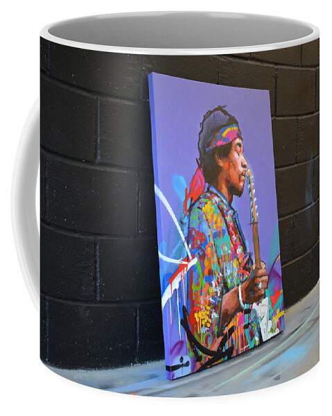 Jimi Coffee Mug featuring the painting Jimi Hendrix II by Richard Day