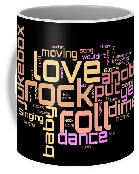 Joan Jett Coffee Mug featuring the digital art Joan Jett and the Blachearts - I Love Rock 'n' Roll Lyrical Cloud by Susan Maxwell Schmidt