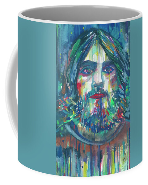 John Coffee Mug featuring the painting John Bonham Watercolor Portrait by Fabrizio Cassetta