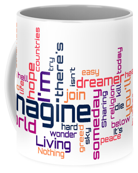 John Lennon Coffee Mug featuring the digital art John Lennon - Imagine Lyrical Cloud by Susan Maxwell Schmidt
