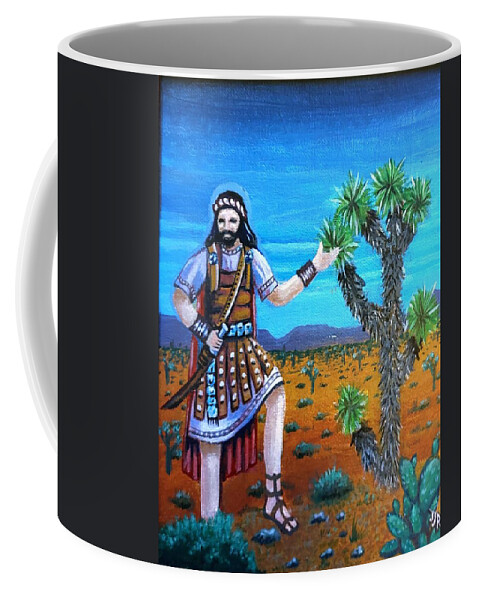  Coffee Mug featuring the painting Joshua, and the Joshua Tree by James RODERICK