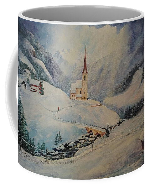 Inspirational Coffee Mug featuring the painting Journey Toward the Cross by ML McCormick