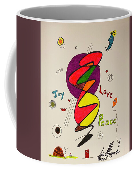  Coffee Mug featuring the mixed media Joy Love Peace 1114 by Lew Hagood