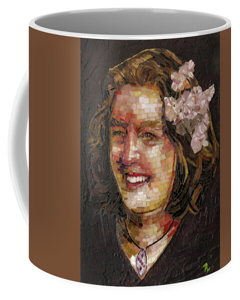 Mosaic Coffee Mug featuring the glass art Judith, mosaic portrait by Adriana Zoon