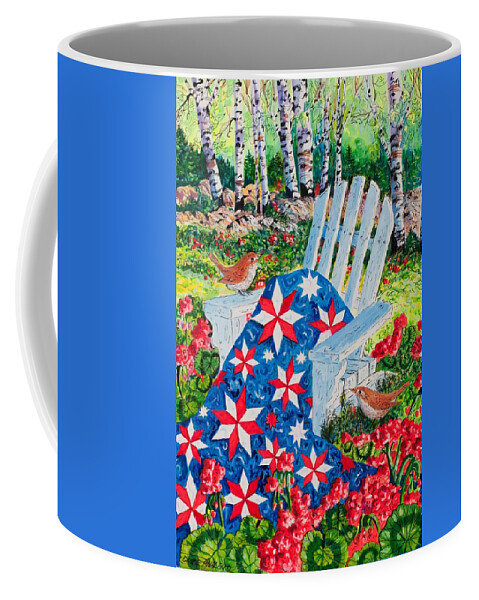 July Stars Features A Red Coffee Mug featuring the painting July Stars by Diane Phalen