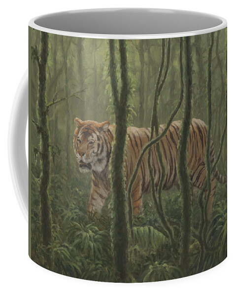 Tiger Coffee Mug featuring the painting Jungle Cat by Guy Crittenden