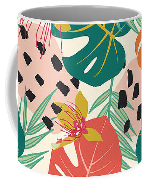 Illustration Coffee Mug featuring the digital art Jungle Floral Pattern by Ashley Lane