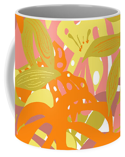 Abstract Art Coffee Mug featuring the digital art Jungle Joy Abstract Nature Art in Marigold by Patricia Awapara