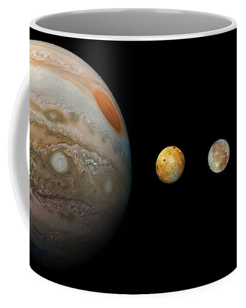 Jupiter And Galilean Moons Coffee Mug featuring the photograph Jupiter and Galilean Moons by Weston Westmoreland