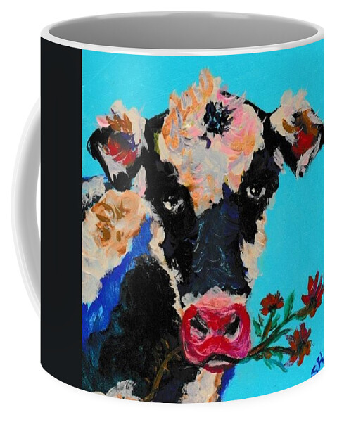 Cow Coffee Mug featuring the painting Just A Cow For No Particular Reason by Susan Hensel