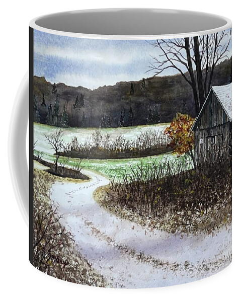 Shed Coffee Mug featuring the painting Just a Dusting by Joseph Burger