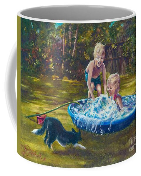 Swimming Coffee Mug featuring the painting Just Add Water by Jill Westbrook