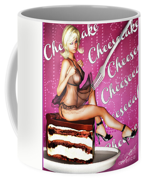 Pin-up Coffee Mug featuring the mixed media Just Cheesecake by Alicia Hollinger