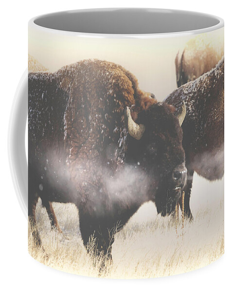 Buffalo Coffee Mug featuring the photograph Just One Of The Boys Blowing Off A Little Steam  by Brian Gustafson