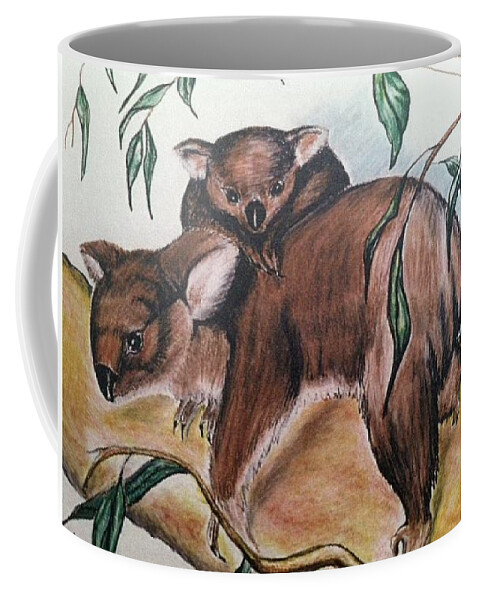  Coffee Mug featuring the mixed media K Bears by Angie ONeal
