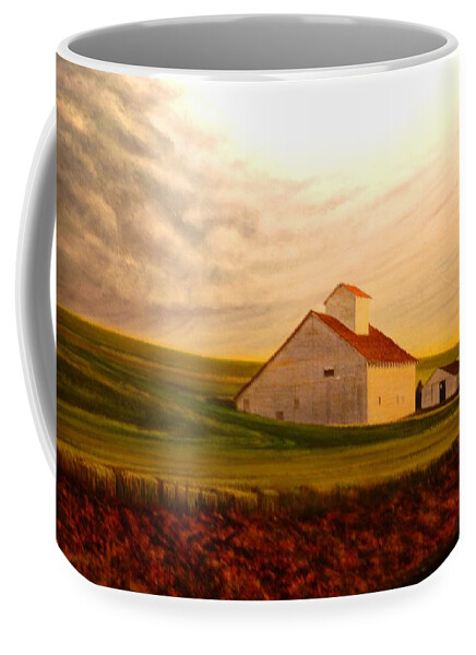 Palouse Coffee Mug featuring the painting Kamiak Homestead by Leonard Heid