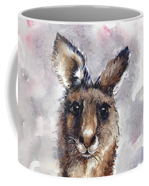 Kangaroo Coffee Mug featuring the painting Kangaroo by Chris Hobel