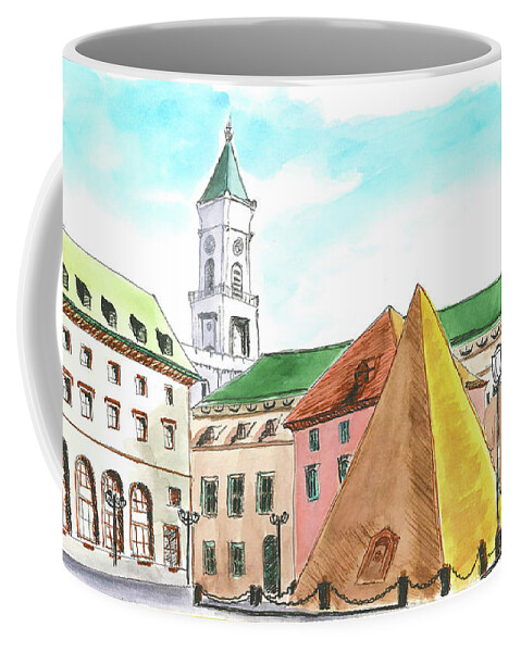 Karlsruhe Pyramid Coffee Mug featuring the painting Karlsruhe Pyramid by Tracy Hutchinson