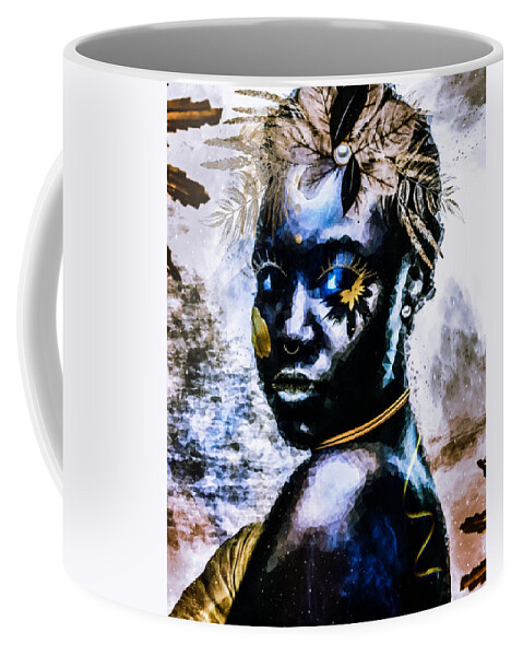 Black Art Coffee Mug featuring the mixed media Kashi's Vision by Canessa Thomas