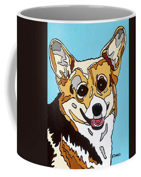 Corgi Dog Pet Coffee Mug featuring the painting Katerina by Mike Stanko