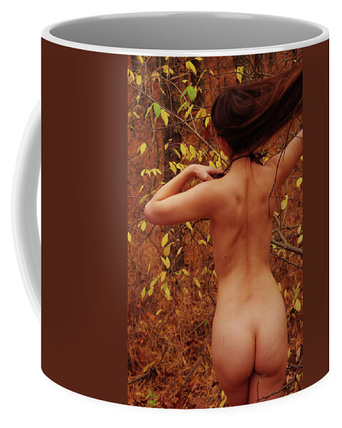 Nude Female Fall Forest Nymph Coffee Mug featuring the photograph Kazn1101 by Henry Butz
