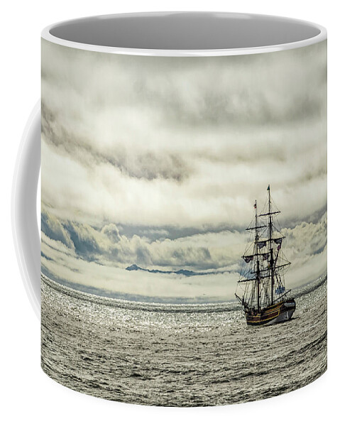 Tall Ship Coffee Mug featuring the photograph Keep a Weather Eye on the Horizon by Lindsay Thomson