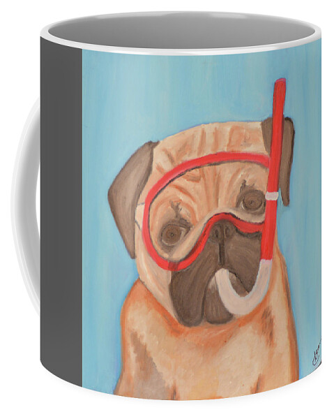 Dogs Coffee Mug featuring the painting Keeping Your Head Above Water by Anita Hummel