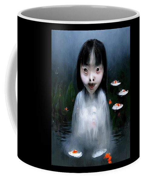 Horror Coffee Mug featuring the digital art Keiko Among The Koi 2 by Ryan Nieves