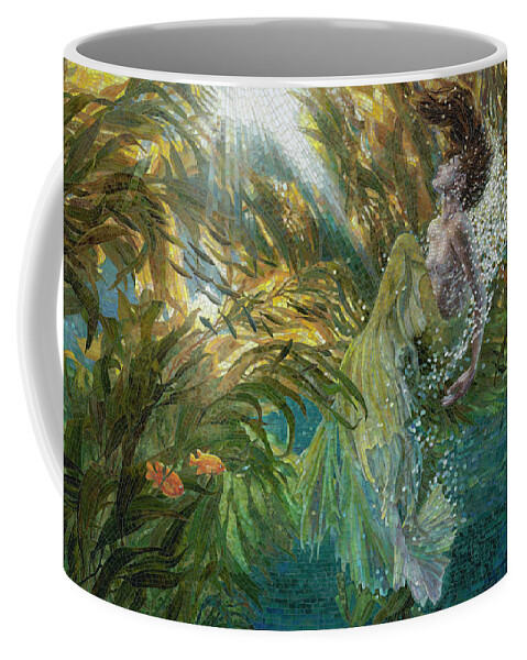 Kelp Coffee Mug featuring the glass art Kelp Mermaid by Mia Tavonatti