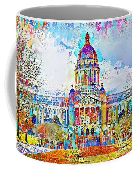 Wingsdomain Coffee Mug featuring the photograph Kentucky State Capitol in Contemporary Whimsical Motif 20210206 by Wingsdomain Art and Photography